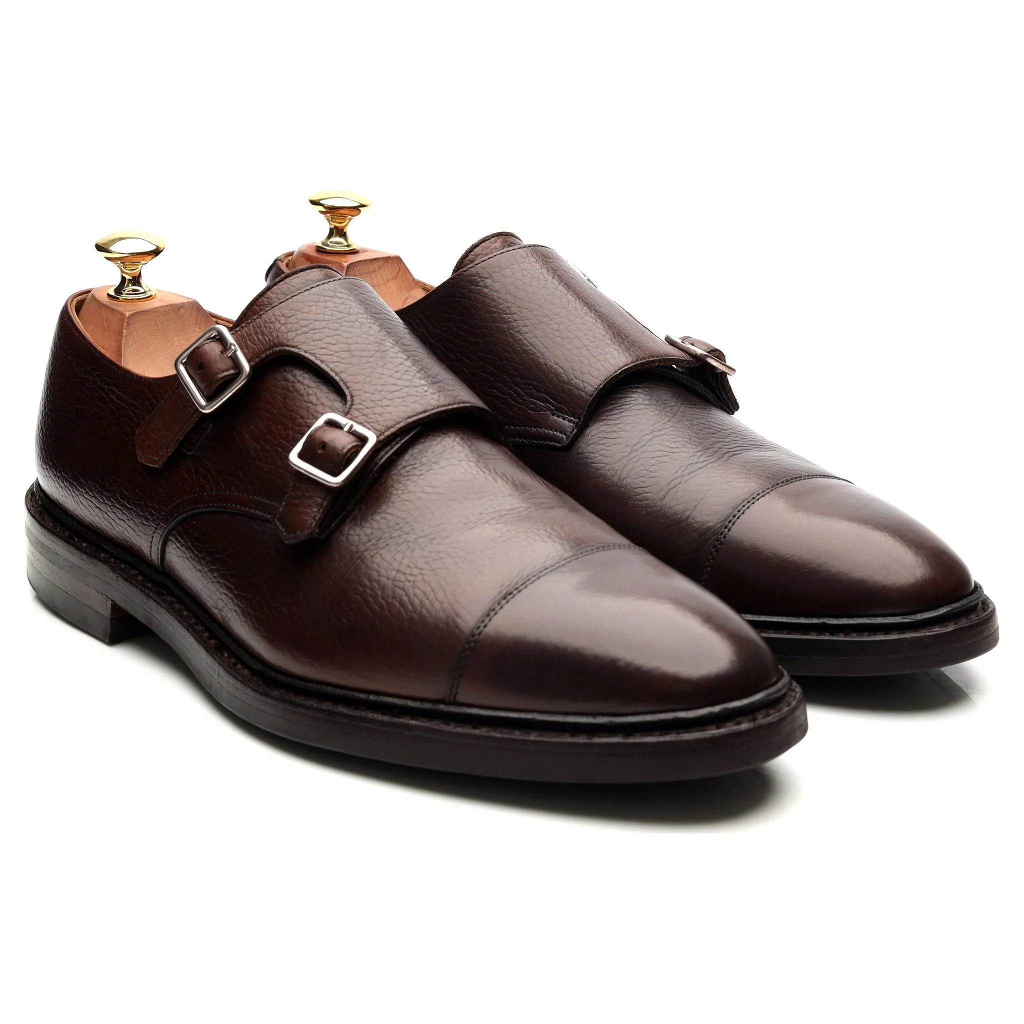 'Harrogate' Dark Brown Leather Double Monk Straps UK 9 E