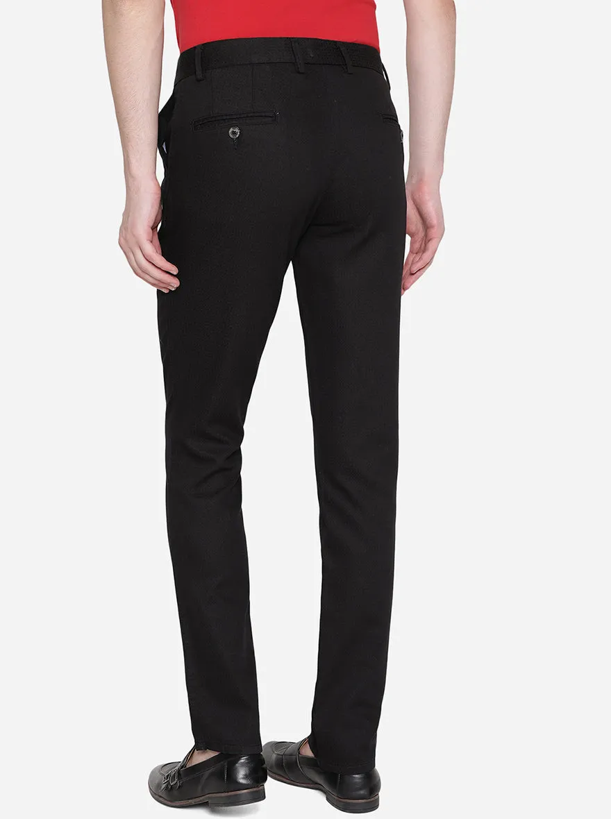 Jet Black Solid Uno Fit Casual Trouser | JadeBlue