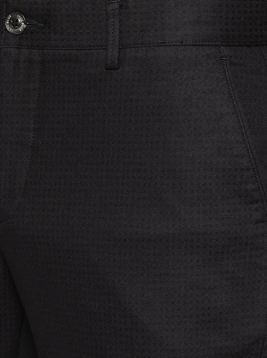 Jet Black Solid Uno Fit Casual Trouser | JadeBlue