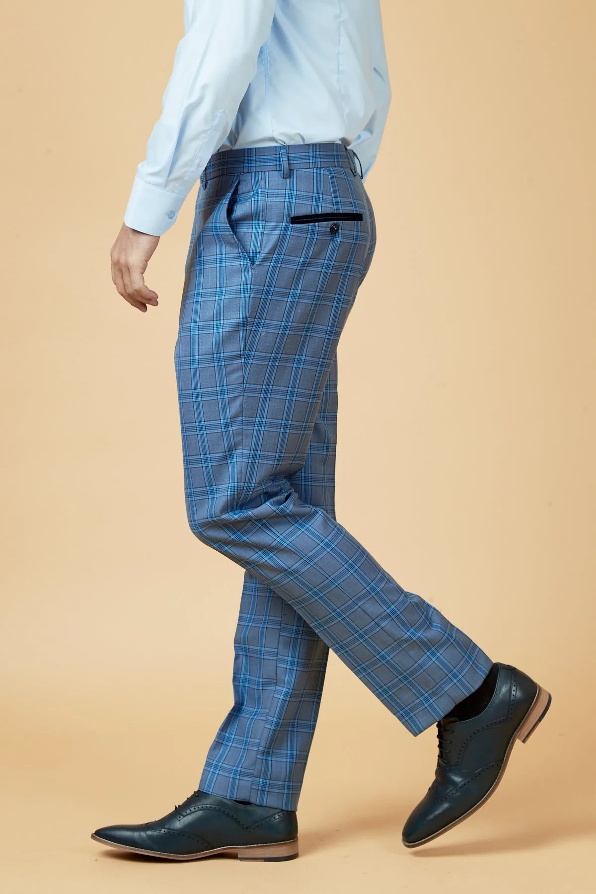 JOSE - Sky Blue Check Trousers