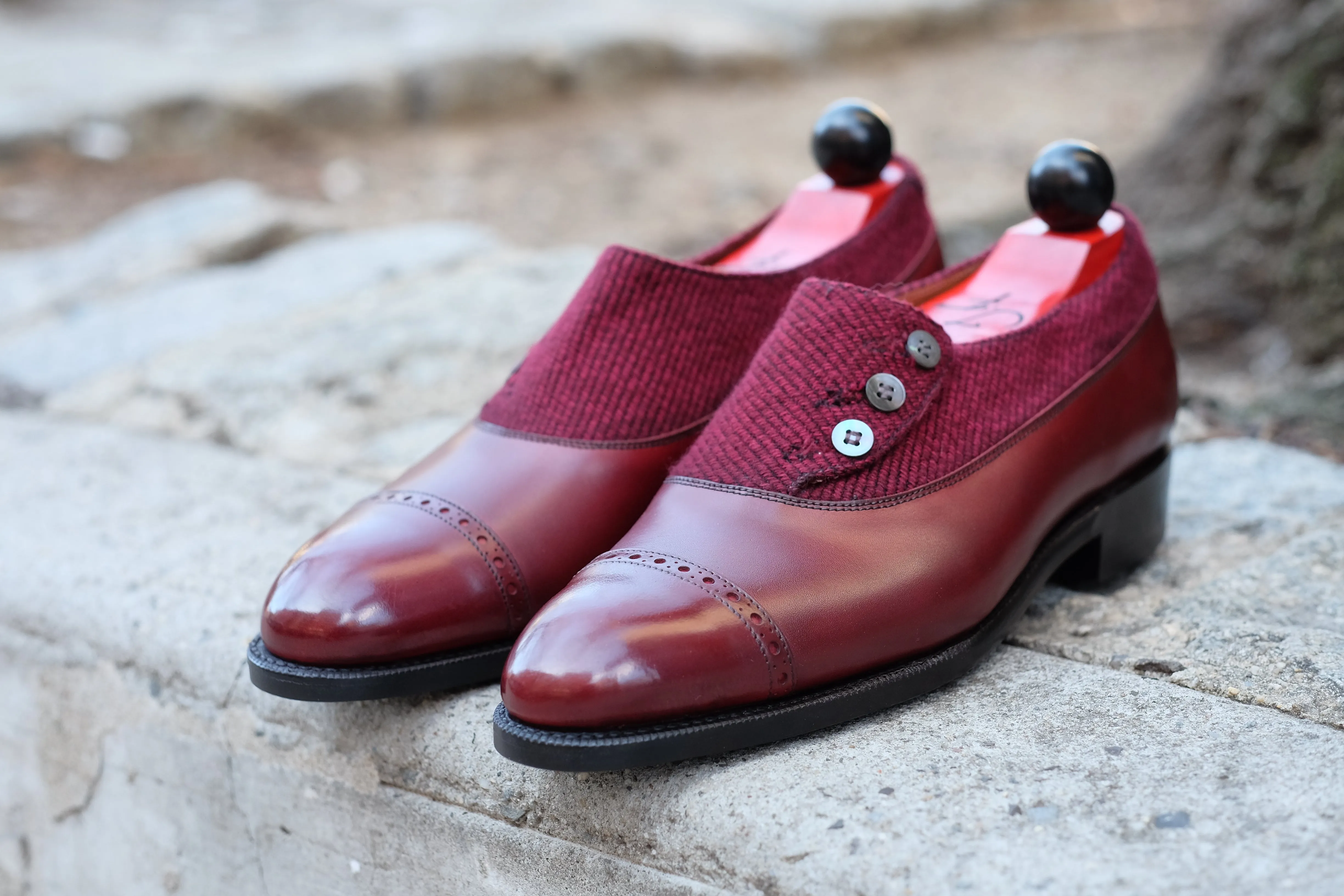 Kingston - MTO - Burgundy Calf / Red Poulsbo - NGT Last - Single Leather Sole