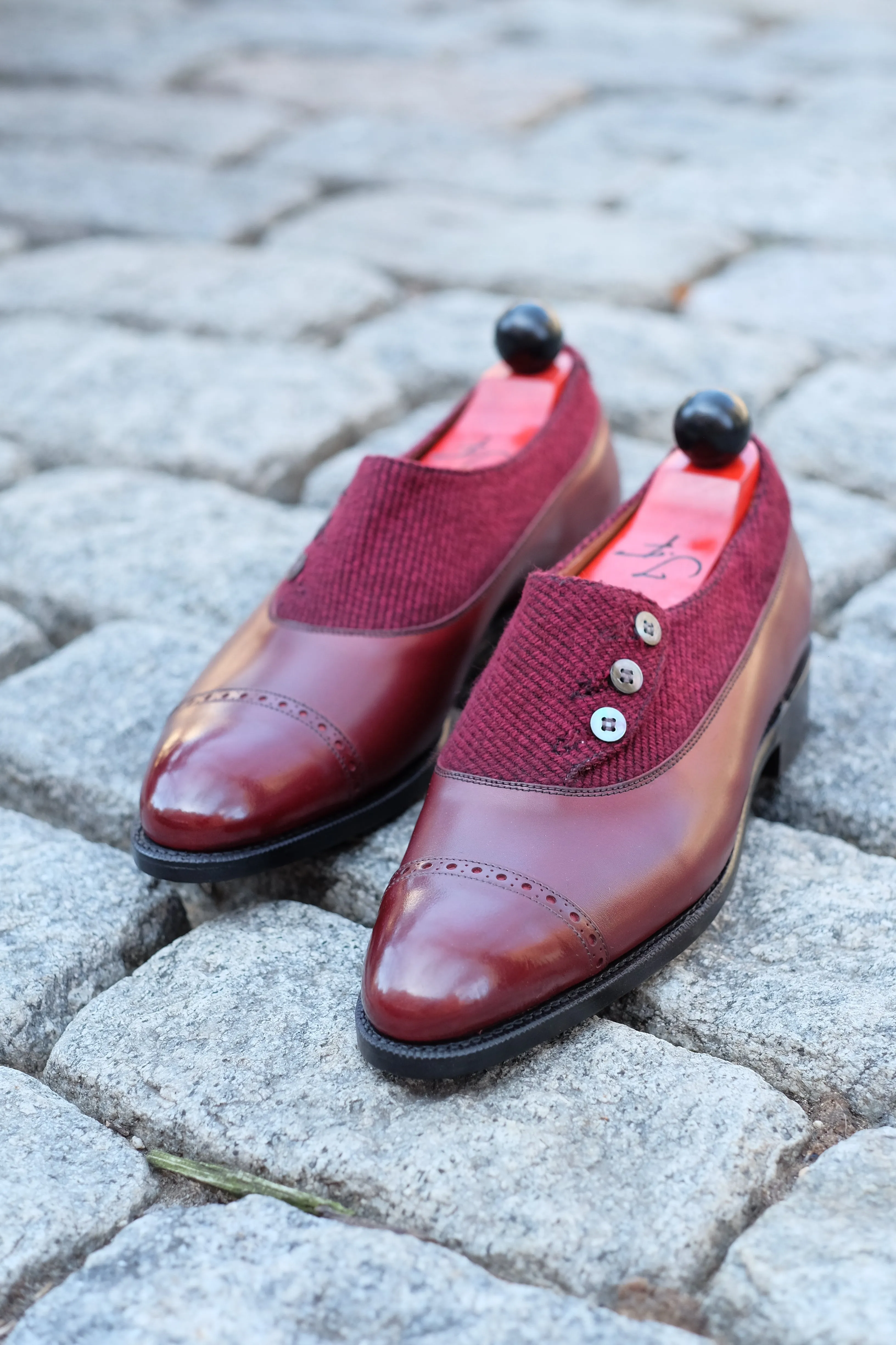 Kingston - MTO - Burgundy Calf / Red Poulsbo - NGT Last - Single Leather Sole