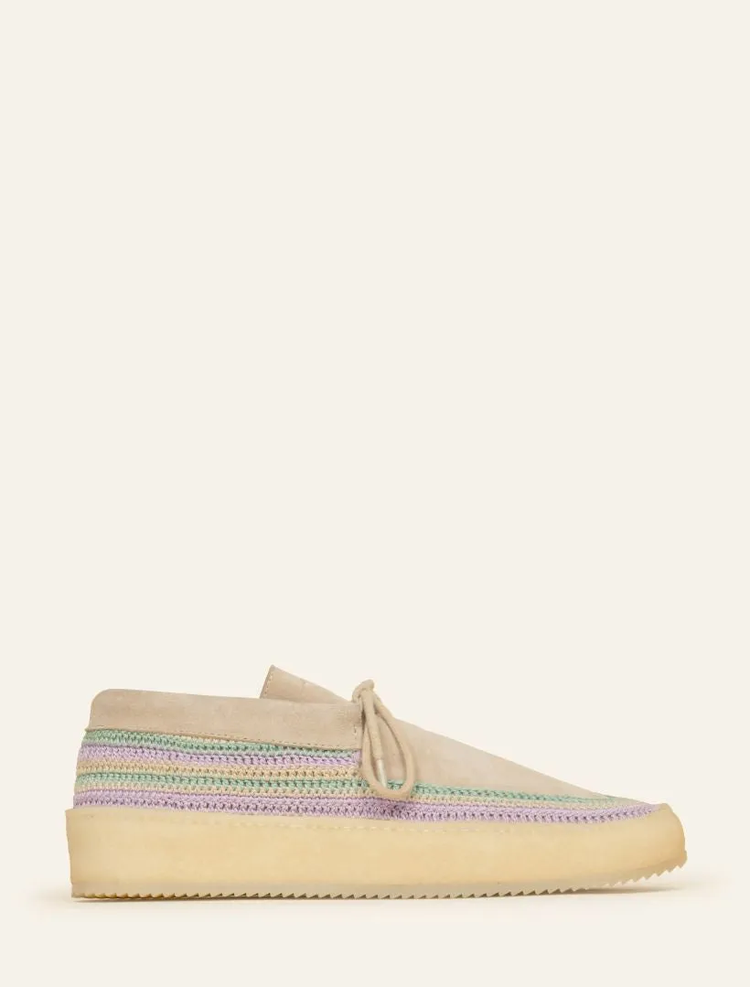 Komo Crochet Moccasin Sand Suede