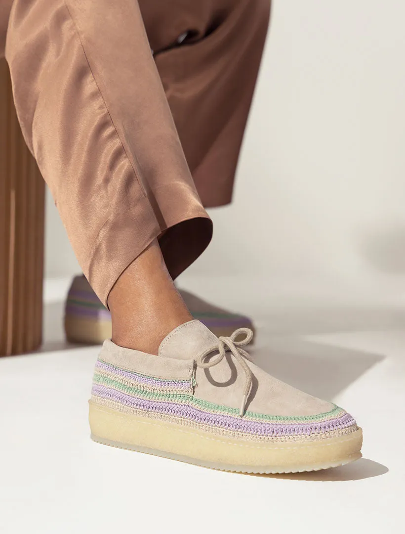 Komo Crochet Moccasin Sand Suede