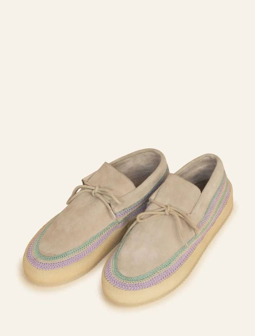 Komo Crochet Moccasin Sand Suede