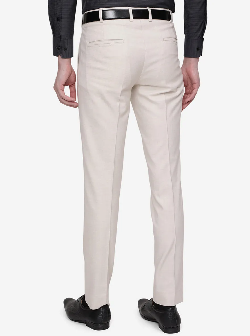 Light Fawn Solid Super Slim Fit Formal Trouser | JadeBlue