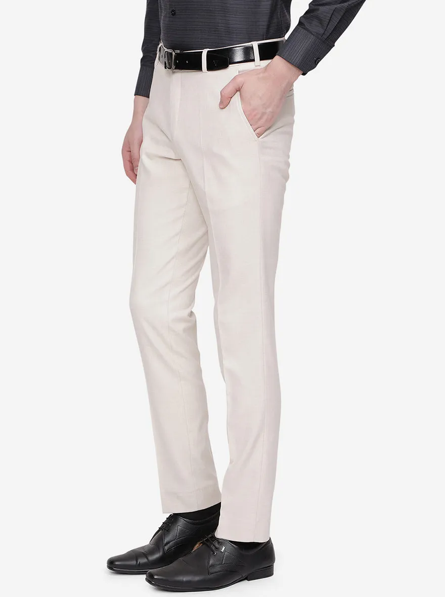 Light Fawn Solid Super Slim Fit Formal Trouser | JadeBlue