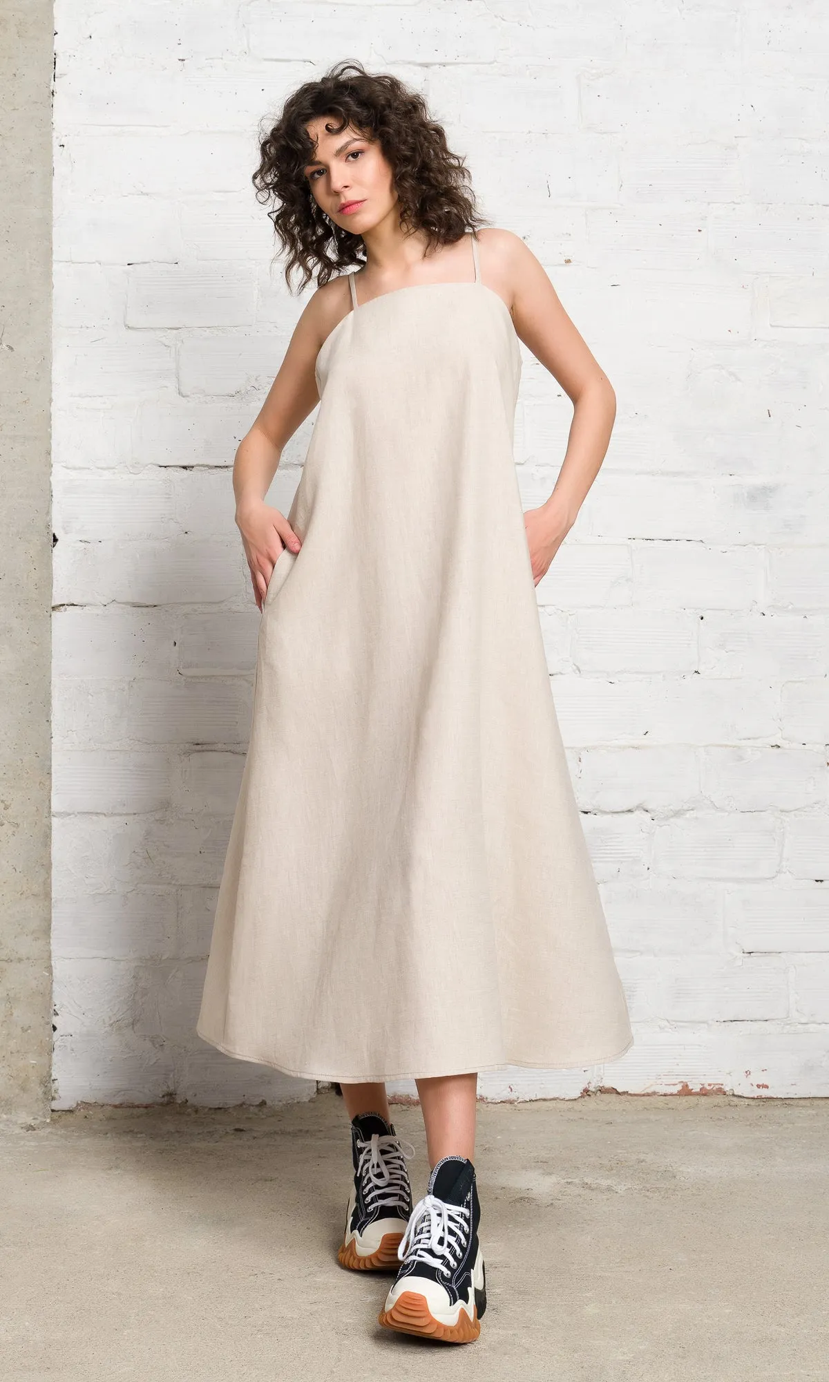 Linen Midi Camisole Dress