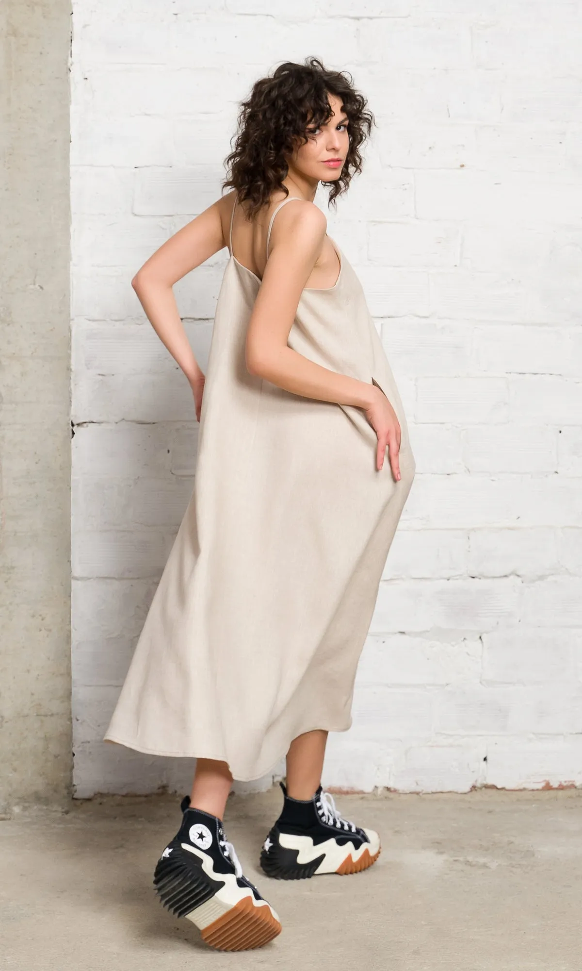 Linen Midi Camisole Dress