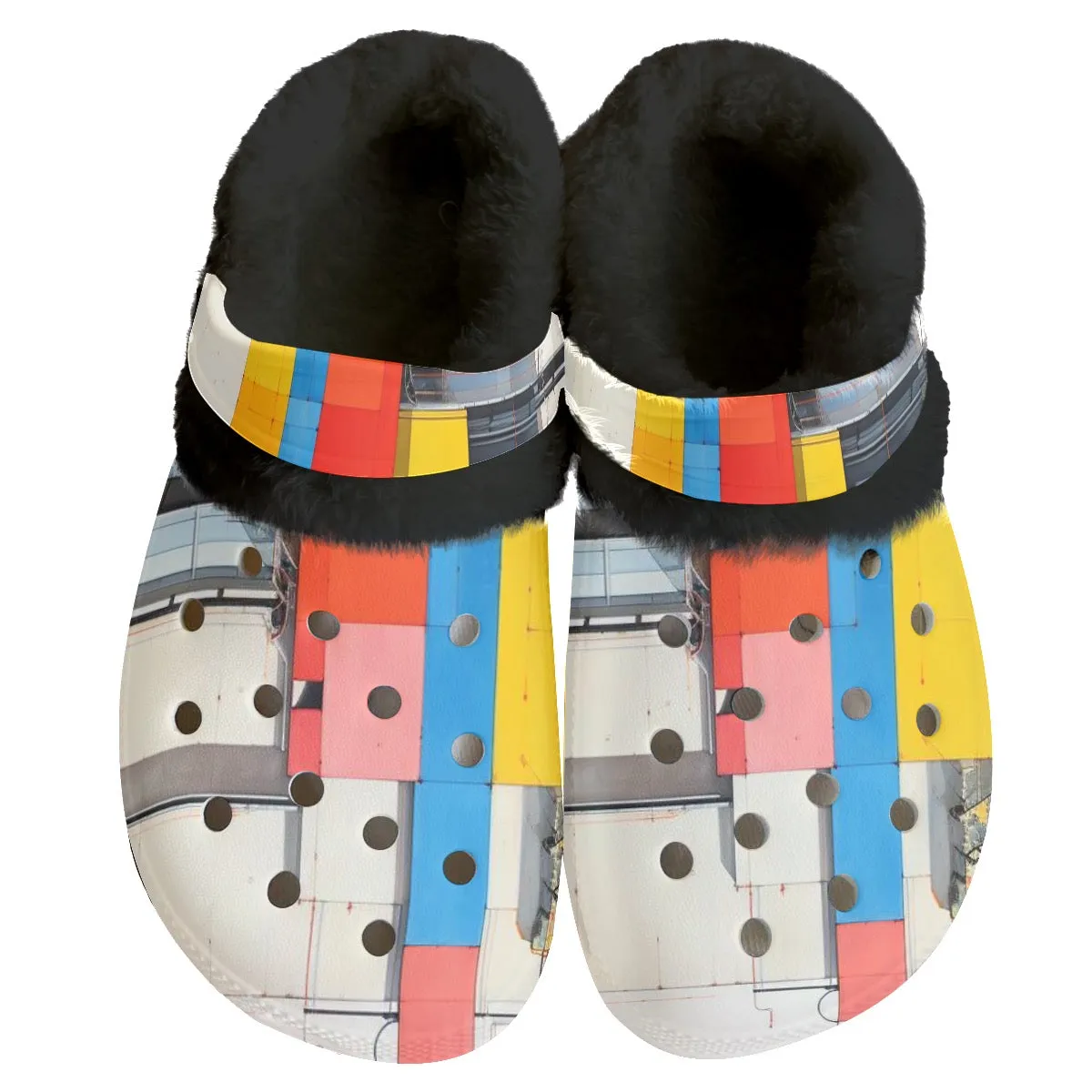 Mc#20 Men's Classic Clogs with Fleece, abstract,  print