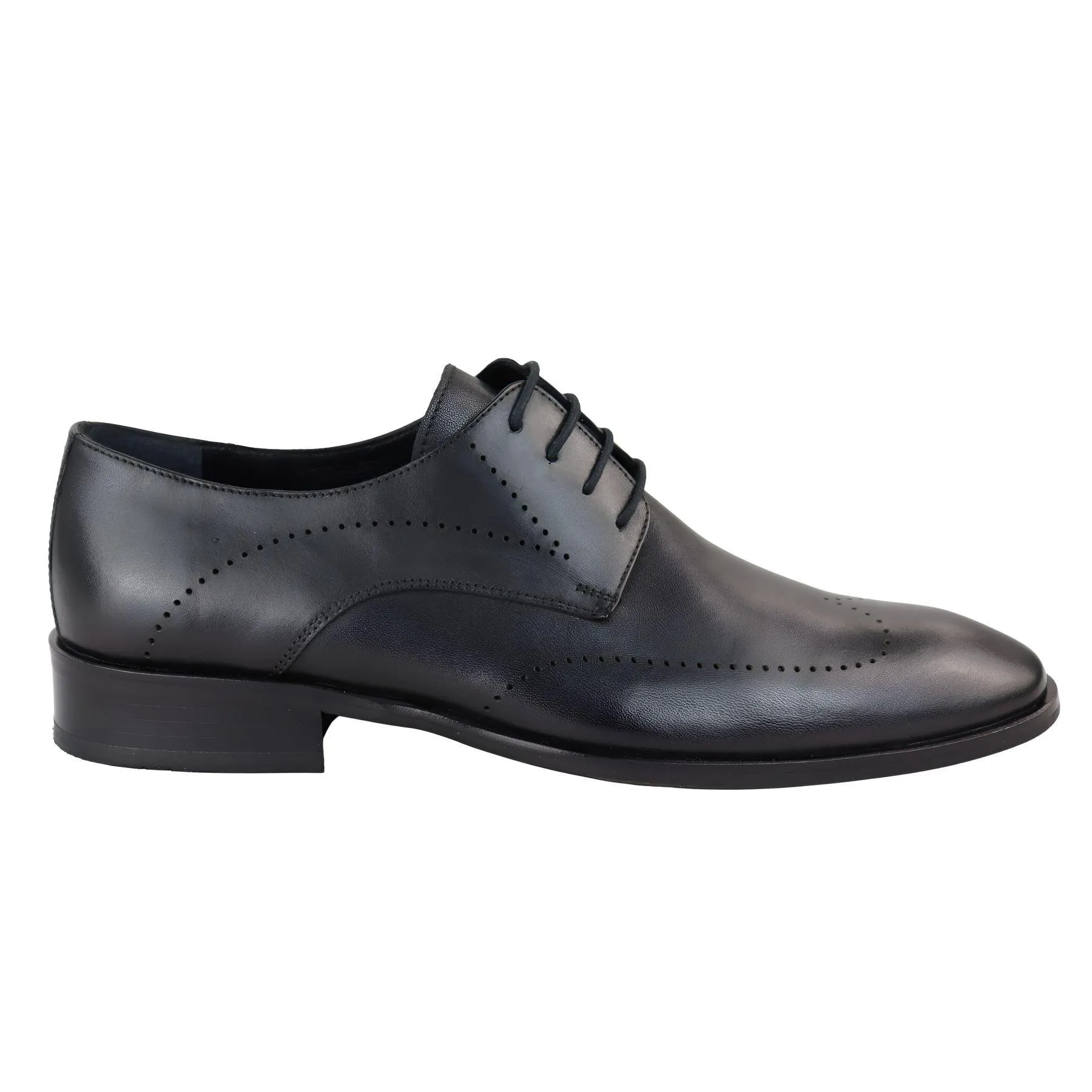 Men's Black Matt Derby Shoes Brogues Genuine Leather Formal Dress Shoe