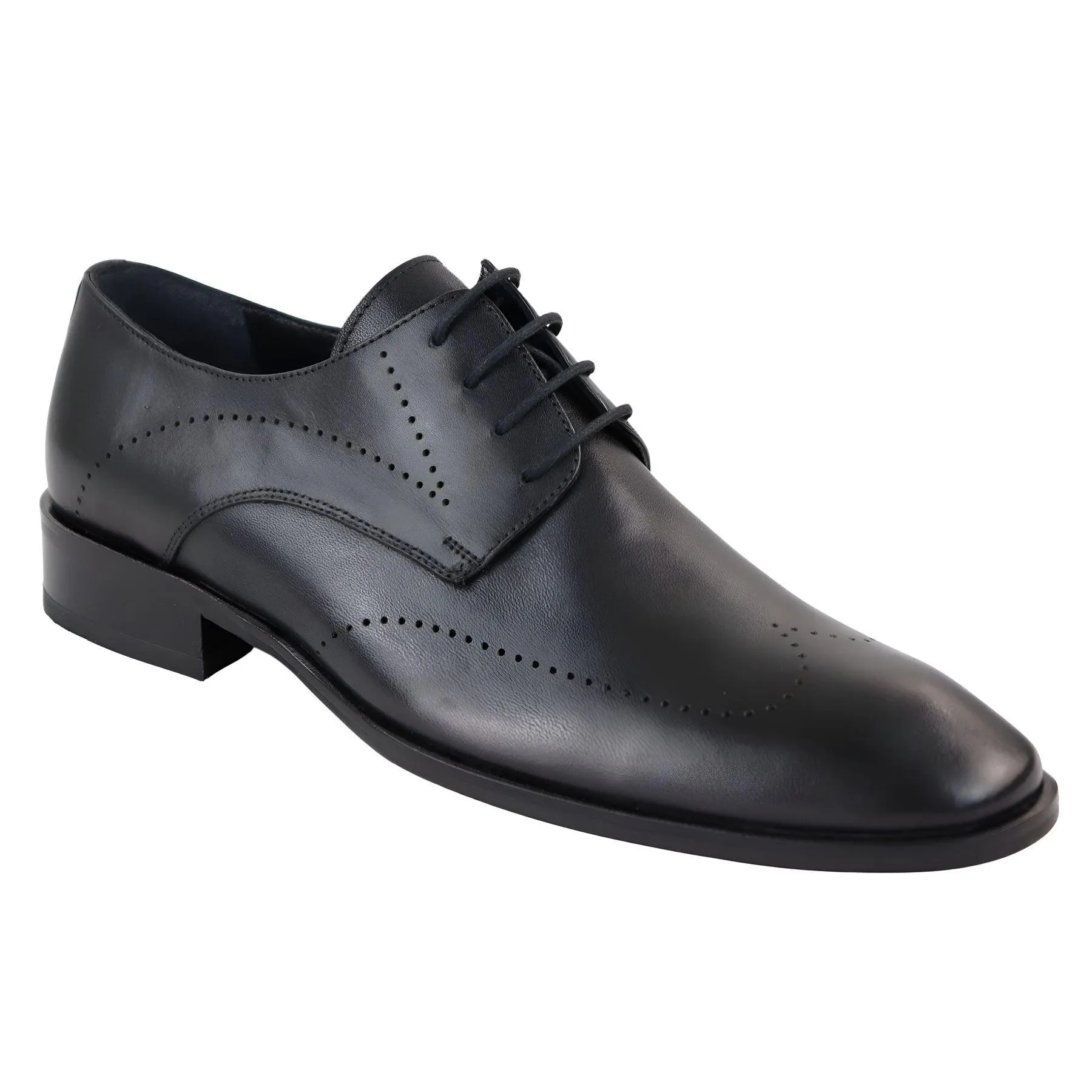 Men's Black Matt Derby Shoes Brogues Genuine Leather Formal Dress Shoe