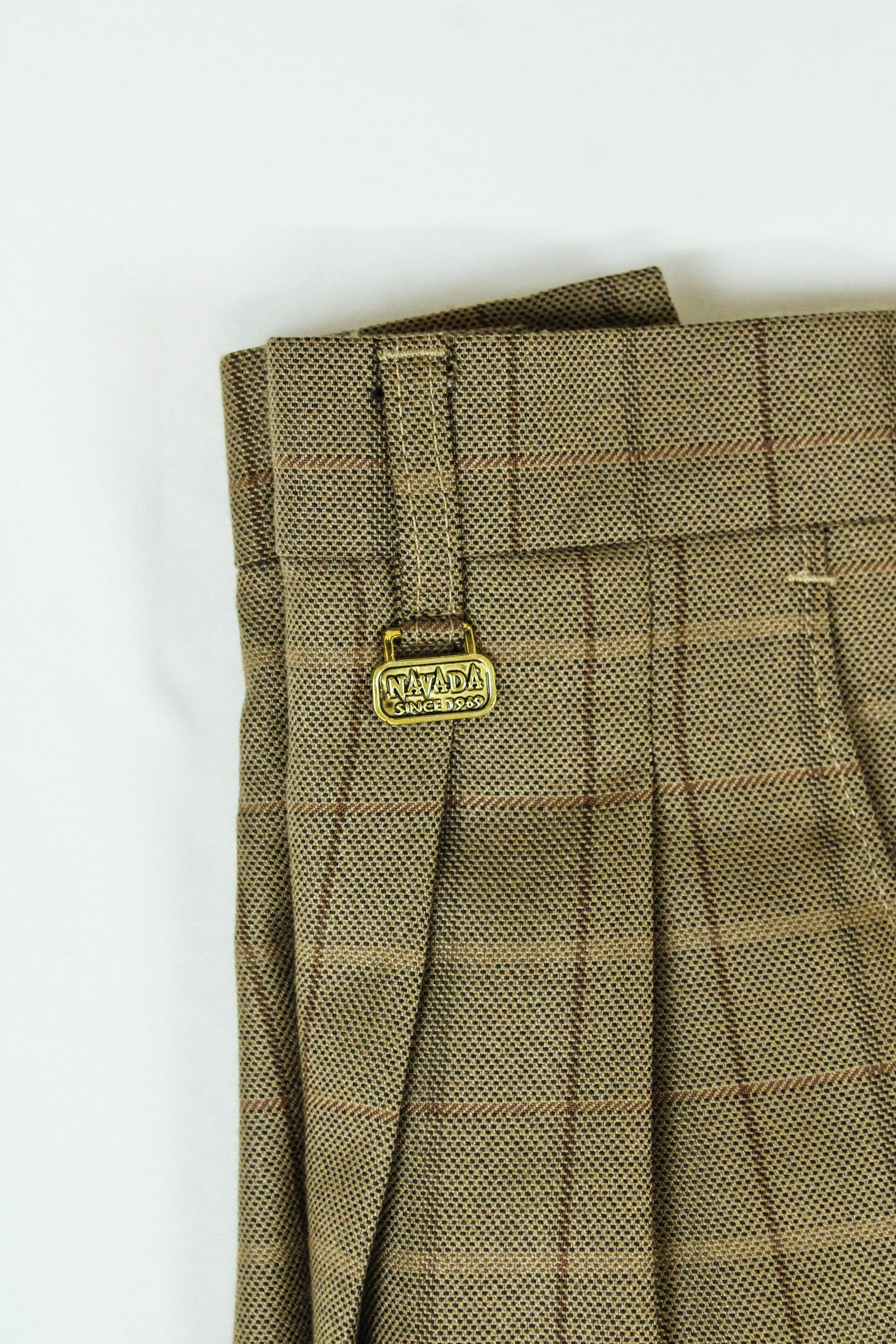 Navada Light Brown 2 Pleat check Trouser