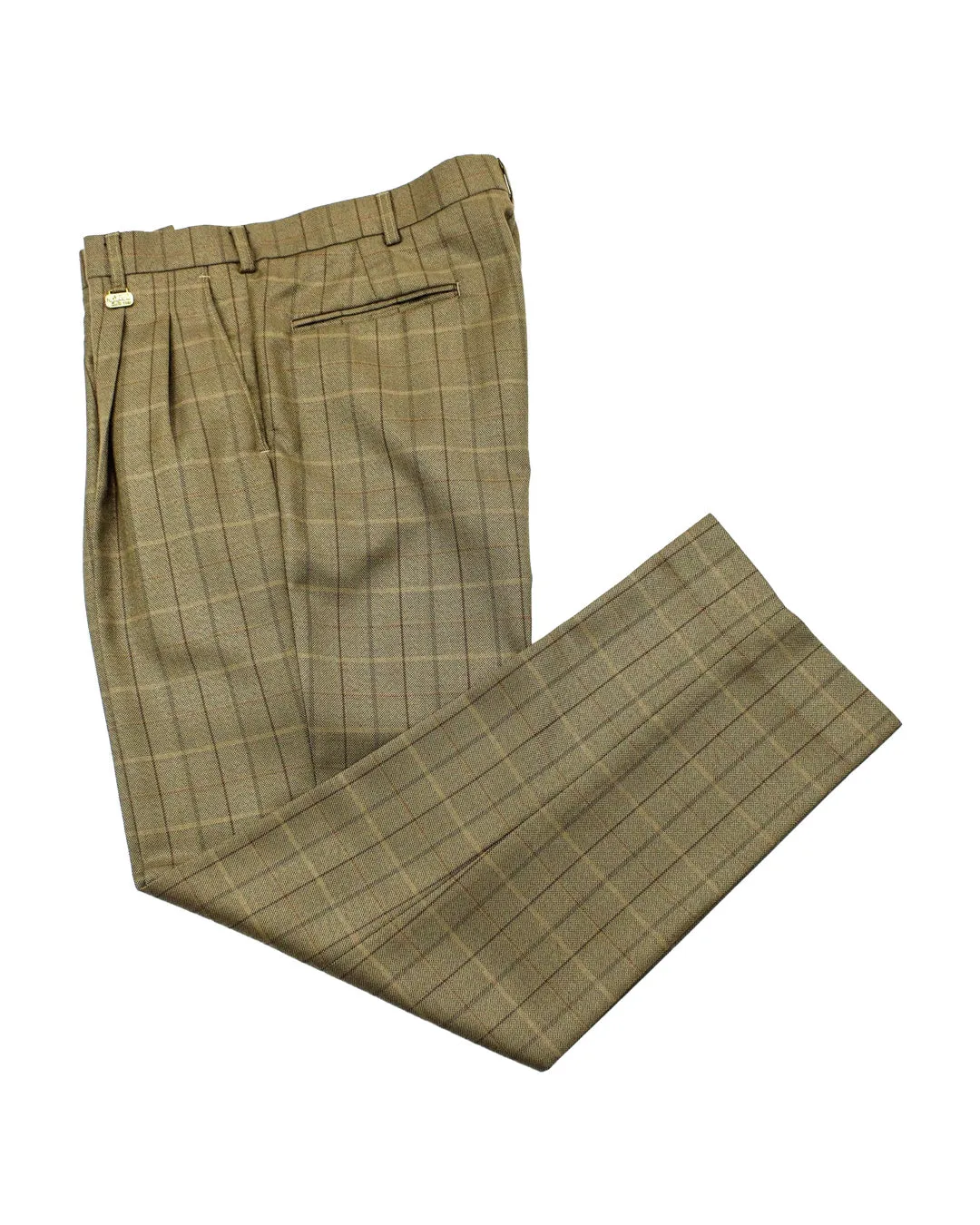 Navada Light Brown 2 Pleat check Trouser