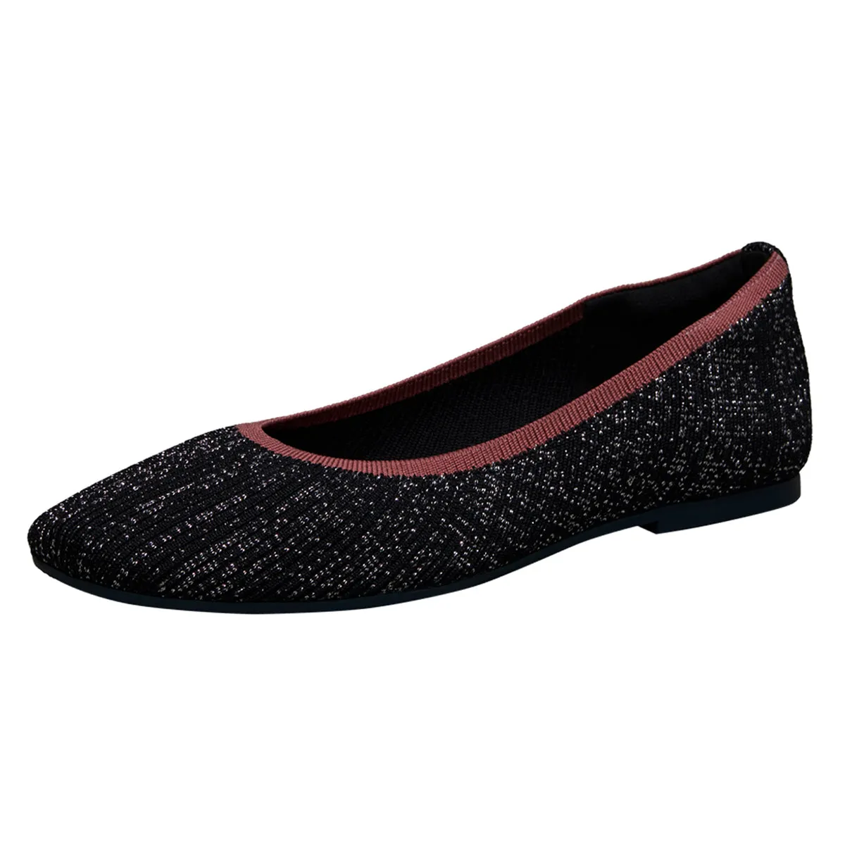 Neeman's Slip-Ons Flats for Women | Metallic Square | Black & Pink