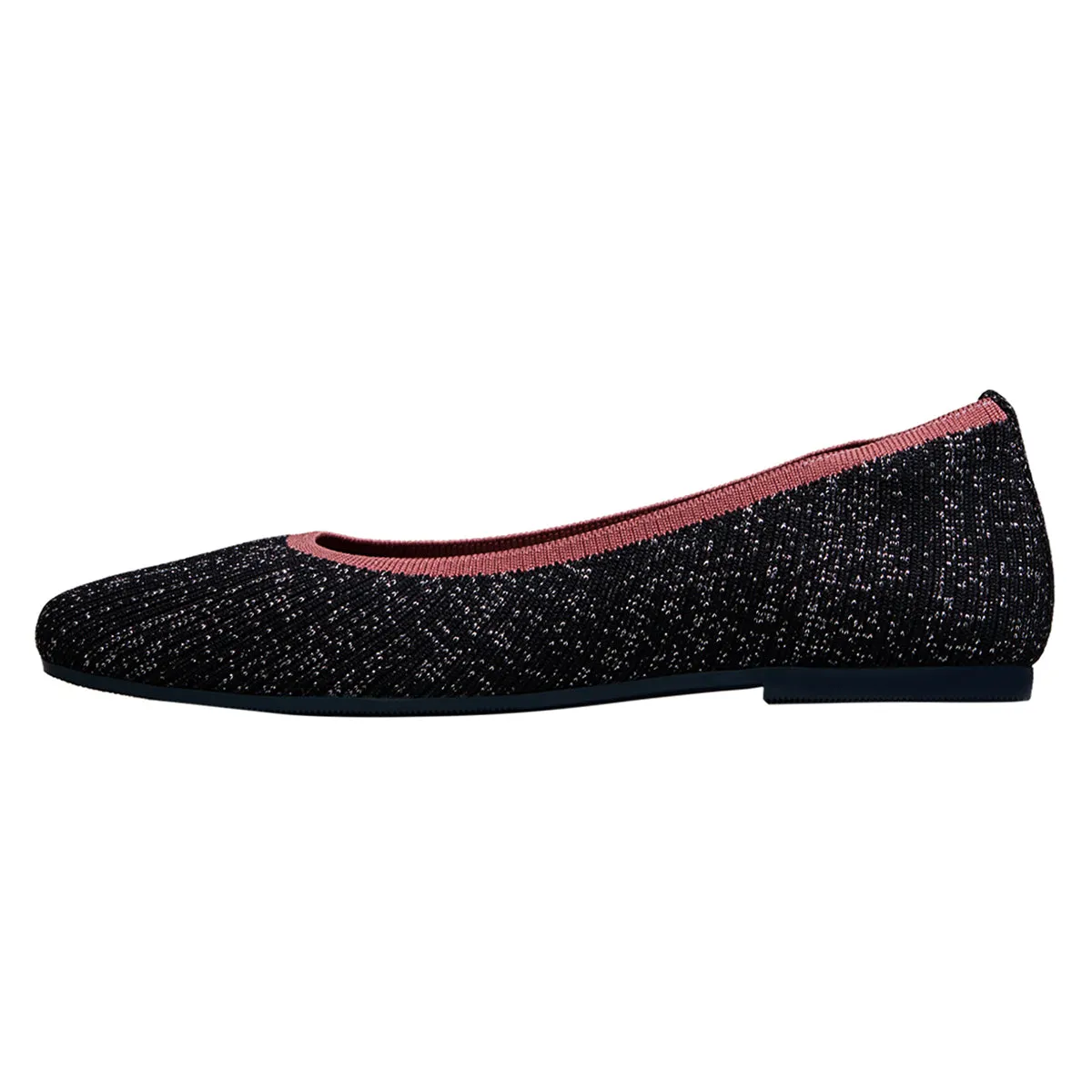 Neeman's Slip-Ons Flats for Women | Metallic Square | Black & Pink