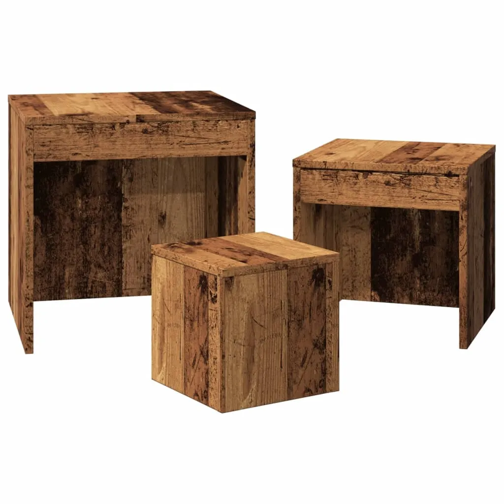 Nesting Tables 3 pcs Old Wood Engineered Wood