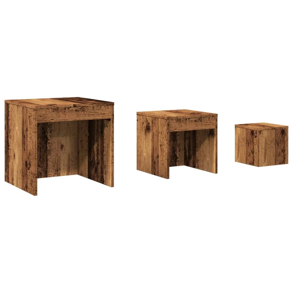 Nesting Tables 3 pcs Old Wood Engineered Wood