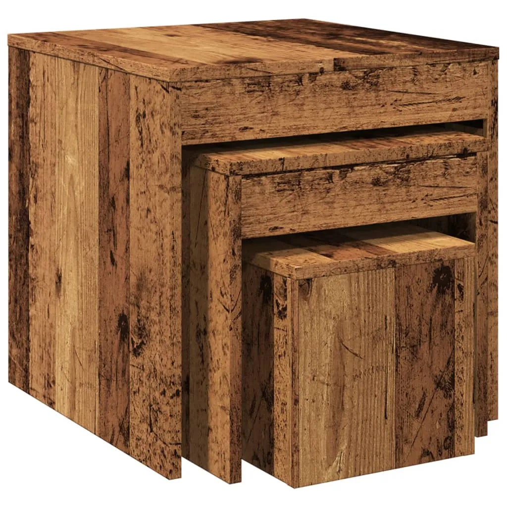 Nesting Tables 3 pcs Old Wood Engineered Wood