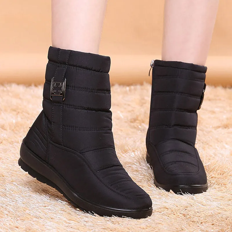 New waterproof flat boots plus size warm snow boots