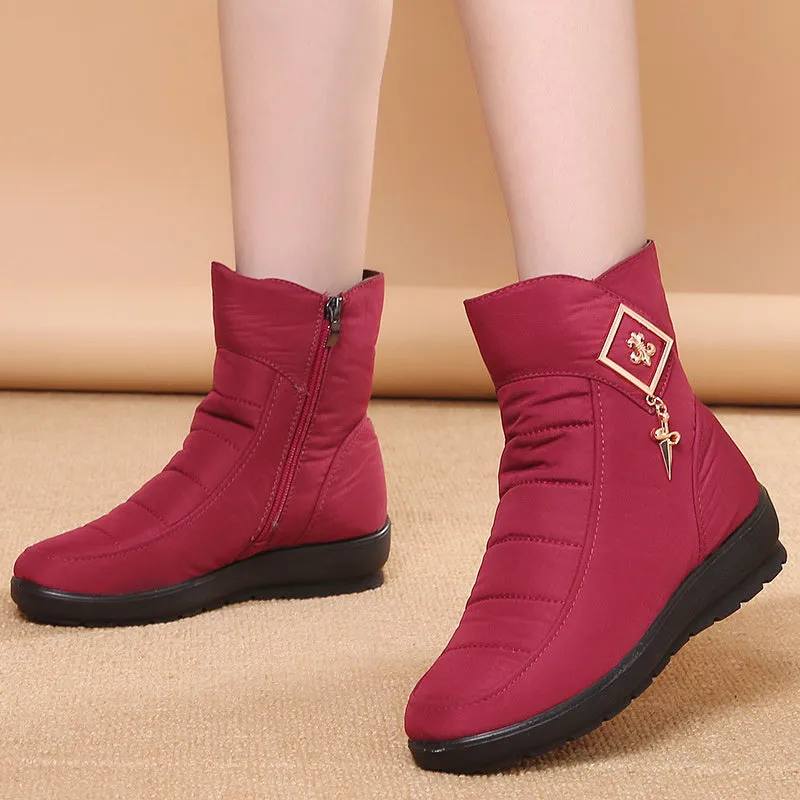 New waterproof flat boots plus size warm snow boots