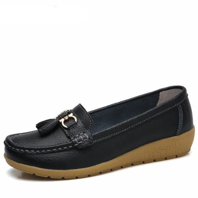 Pola Women's Loafer-Slip On Black Shoes