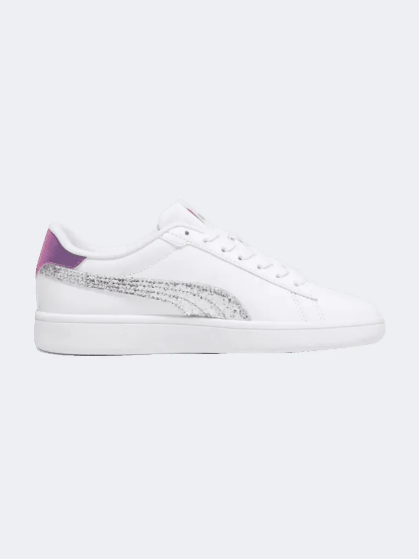 Puma Smash 3.0 Star Glow Gs-Girls Lifestyle Shoes White/Strawberry/Prpl