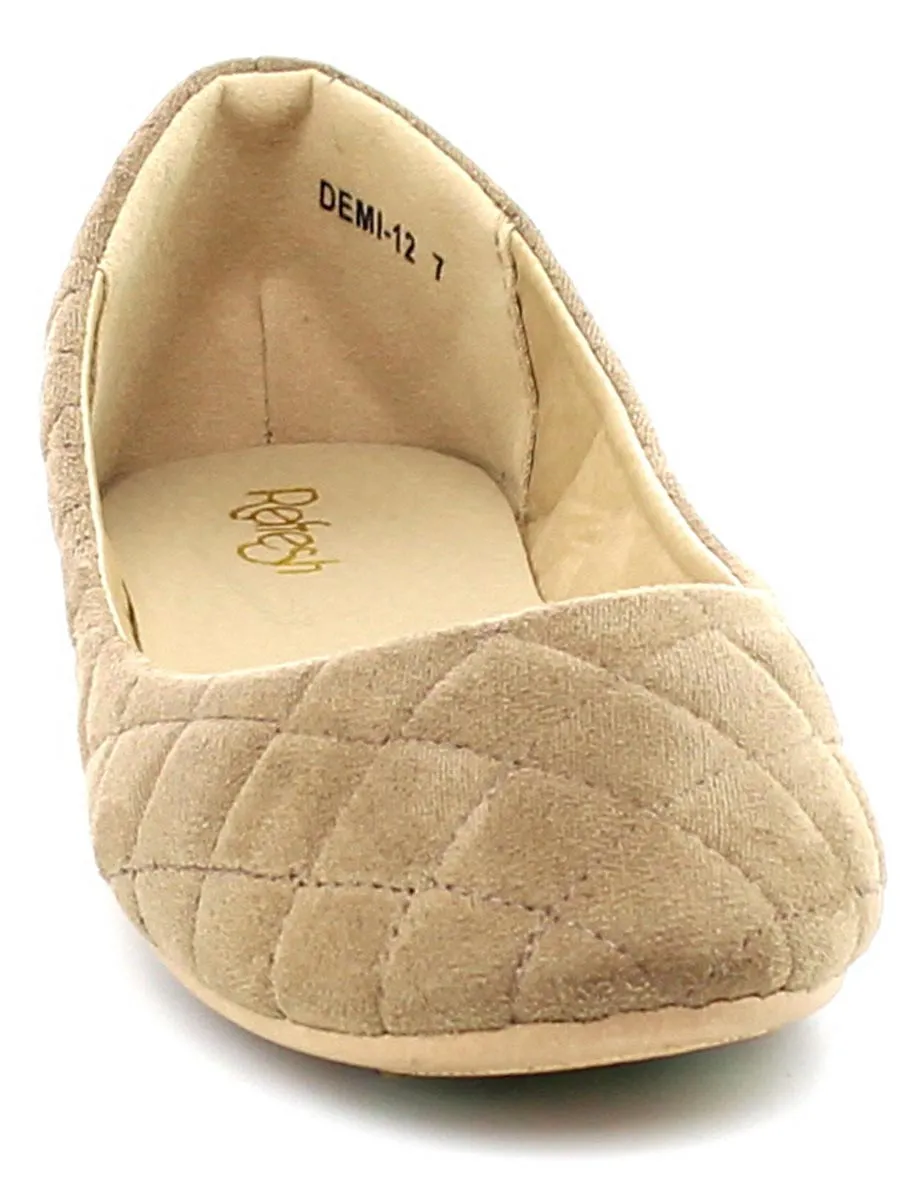 Refresh Footwear Women's Quilted Round Toe Ballet Flat