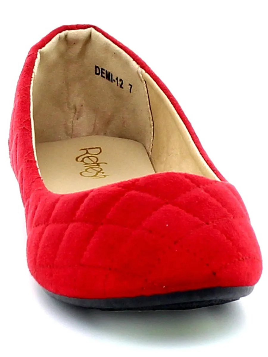 Refresh Footwear Women's Quilted Round Toe Ballet Flat