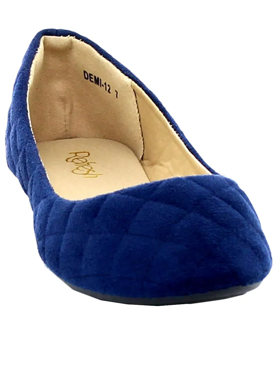 Refresh Footwear Women's Quilted Round Toe Ballet Flat