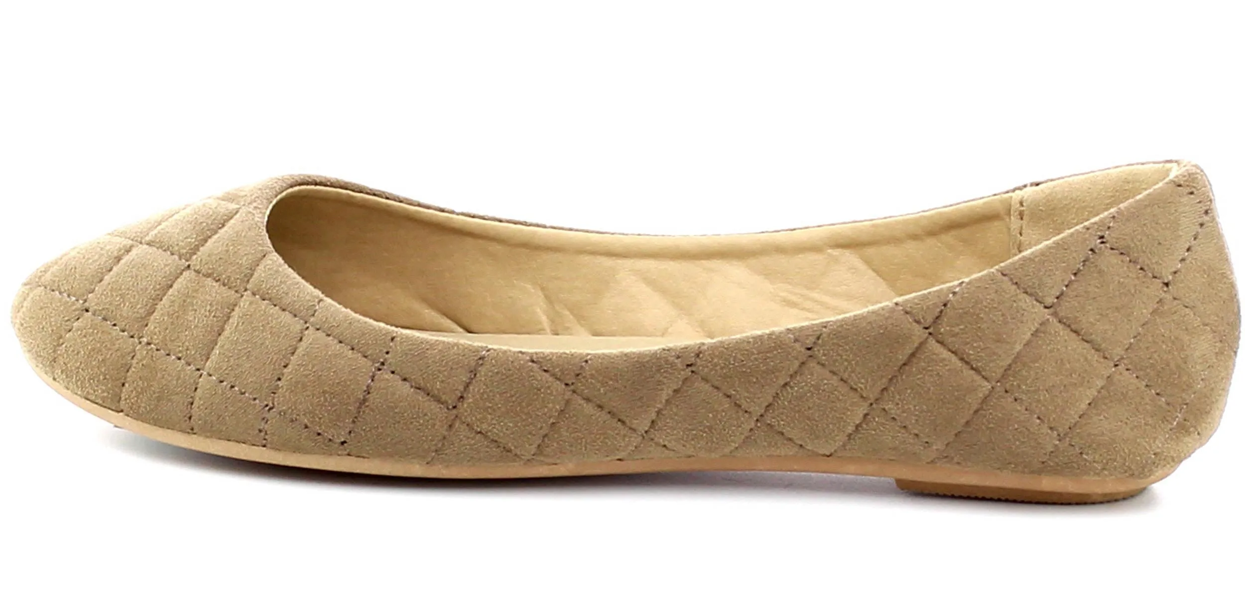 Refresh Footwear Women's Quilted Round Toe Ballet Flat