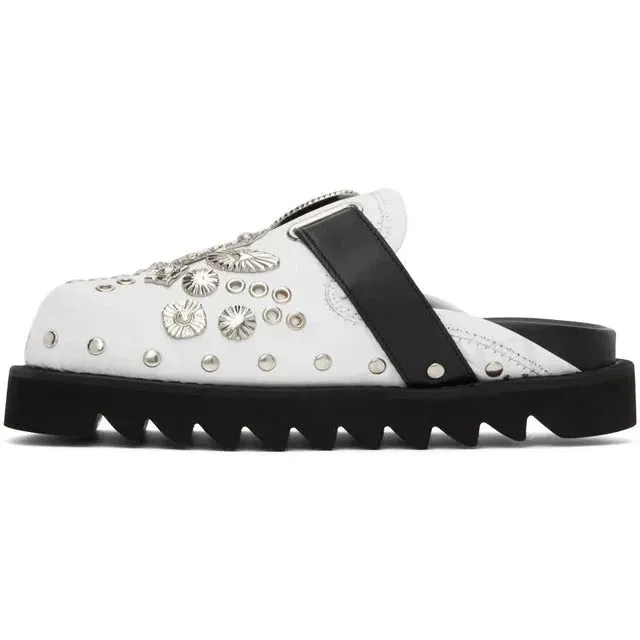 Retro Rivet Pin Buckle Straps Mules Shoes