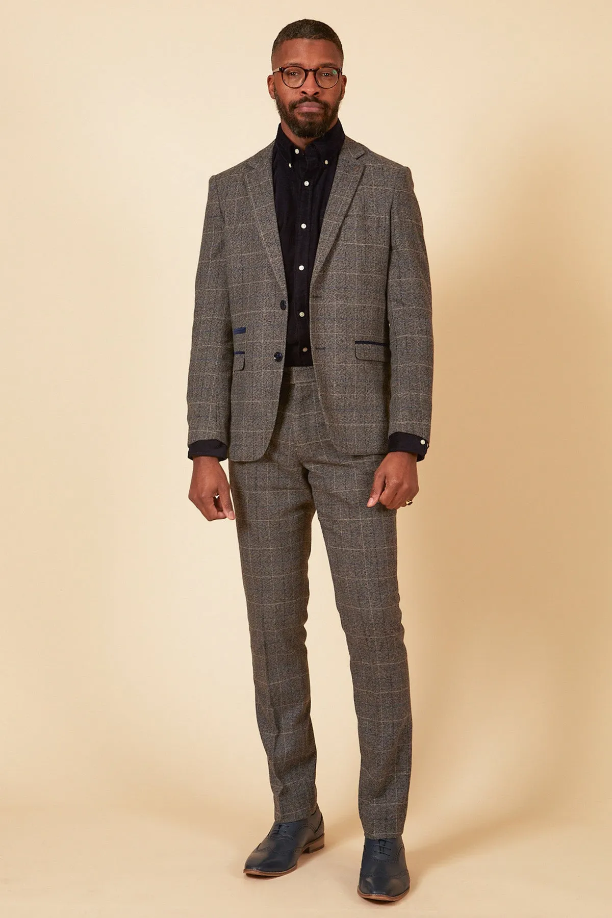 SCOTT - Grey Tweed Check Two Piece Suit