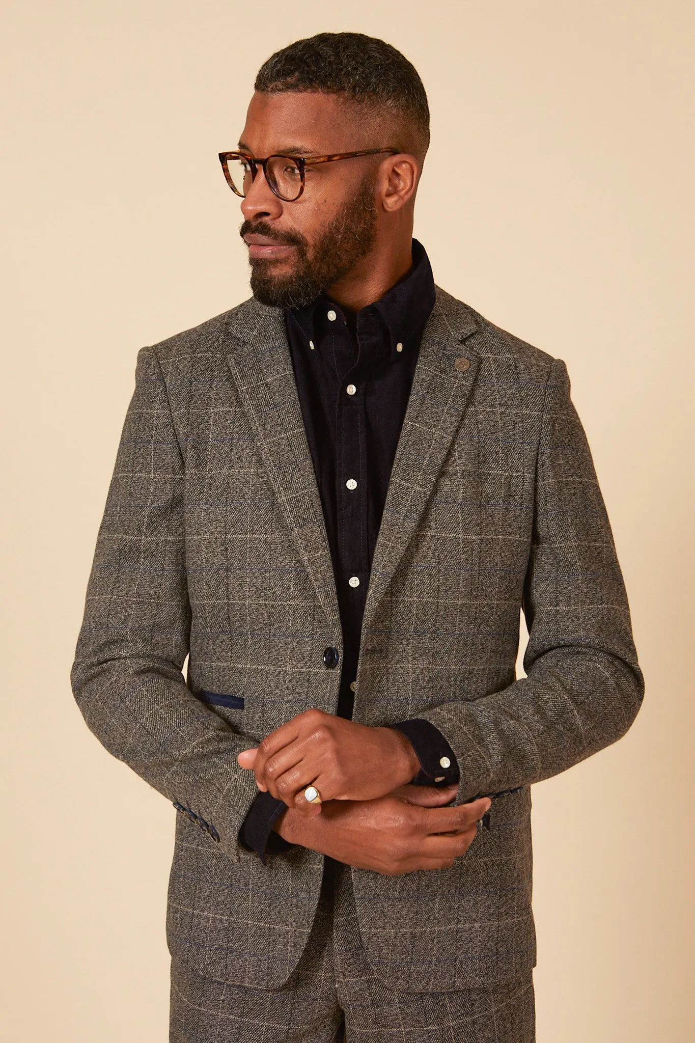 SCOTT - Grey Tweed Check Two Piece Suit