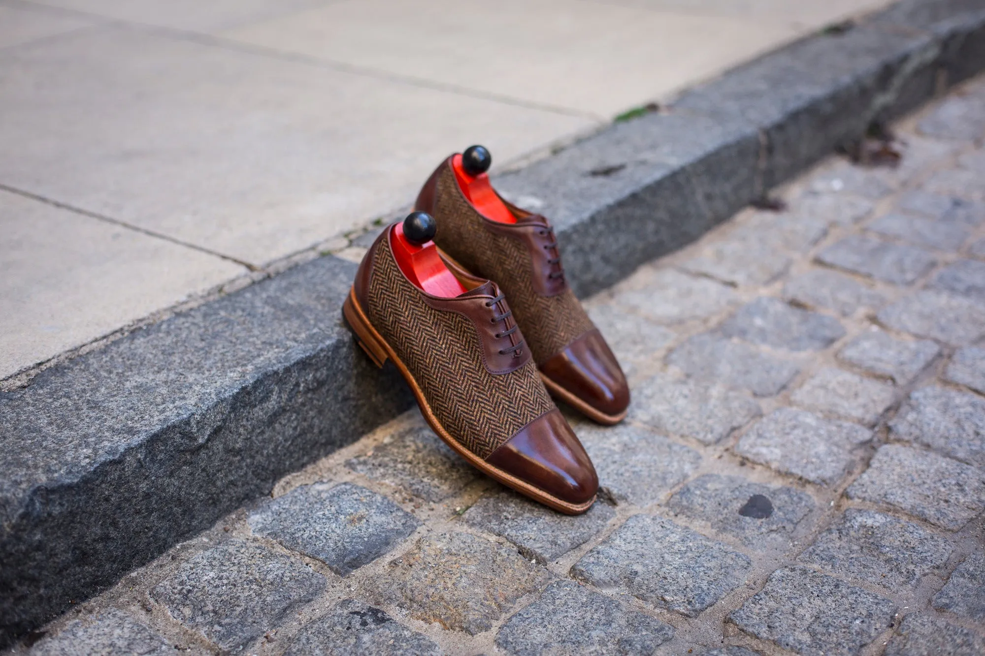 Seaport - MTO - Walnut Museum Calf / Gold Tweed - LPB Last - Natural Single Leather Sole