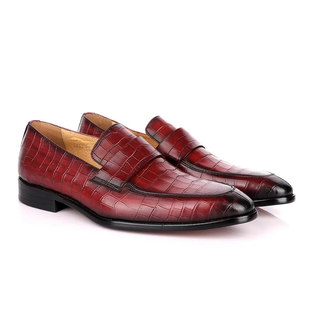 Terry Taylors Croc Leather Wine Slip On Shoe