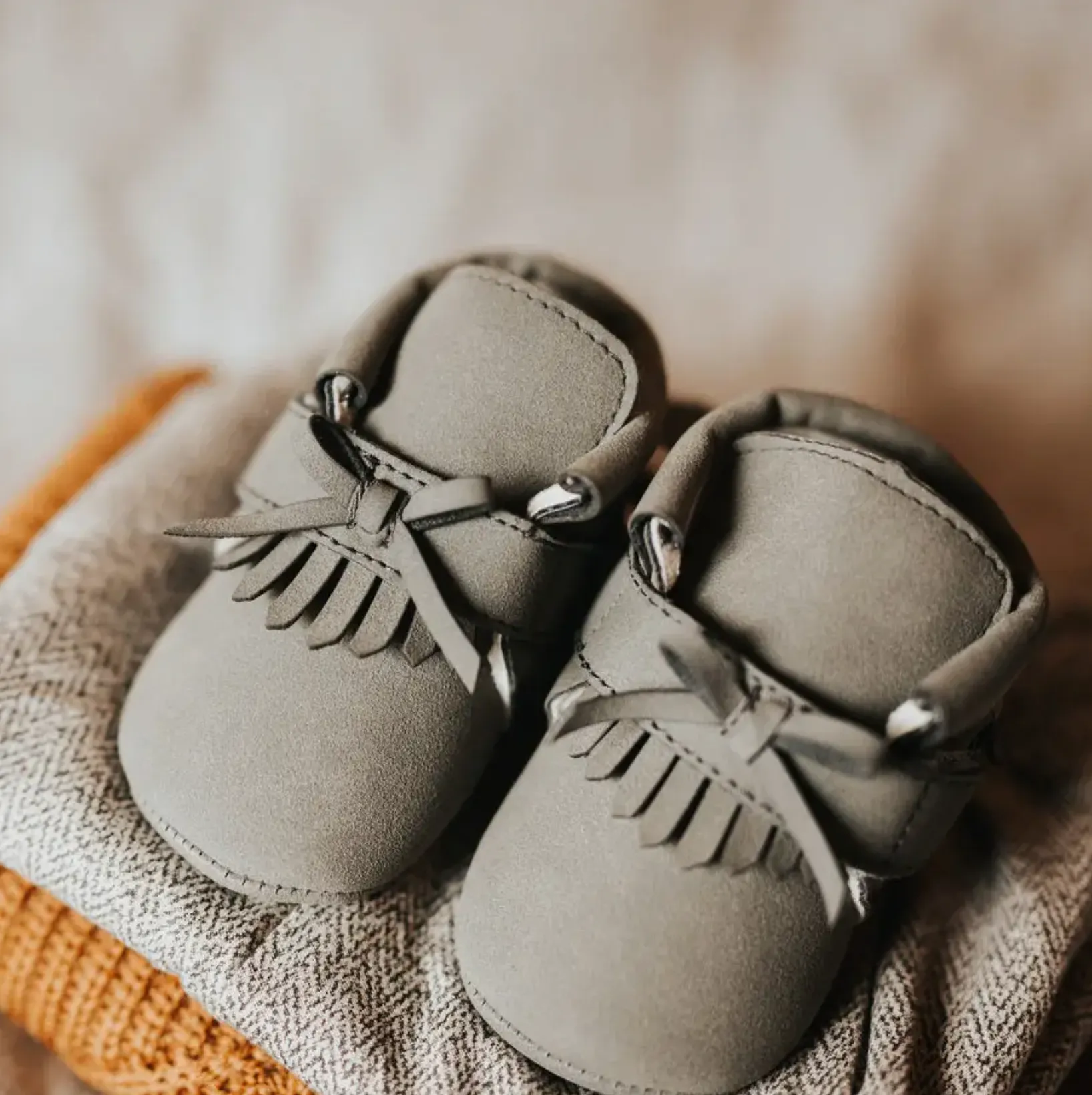 The Little Adventurer Collection Moccasins | Gray Color