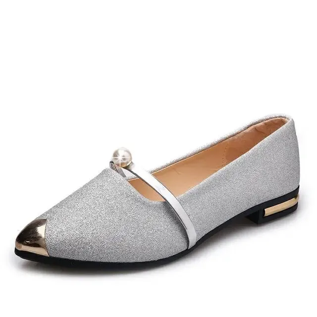 Véronique - Sparkling Ballerinas with Pearl Straps