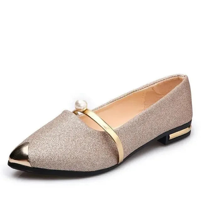 Véronique - Sparkling Ballerinas with Pearl Straps