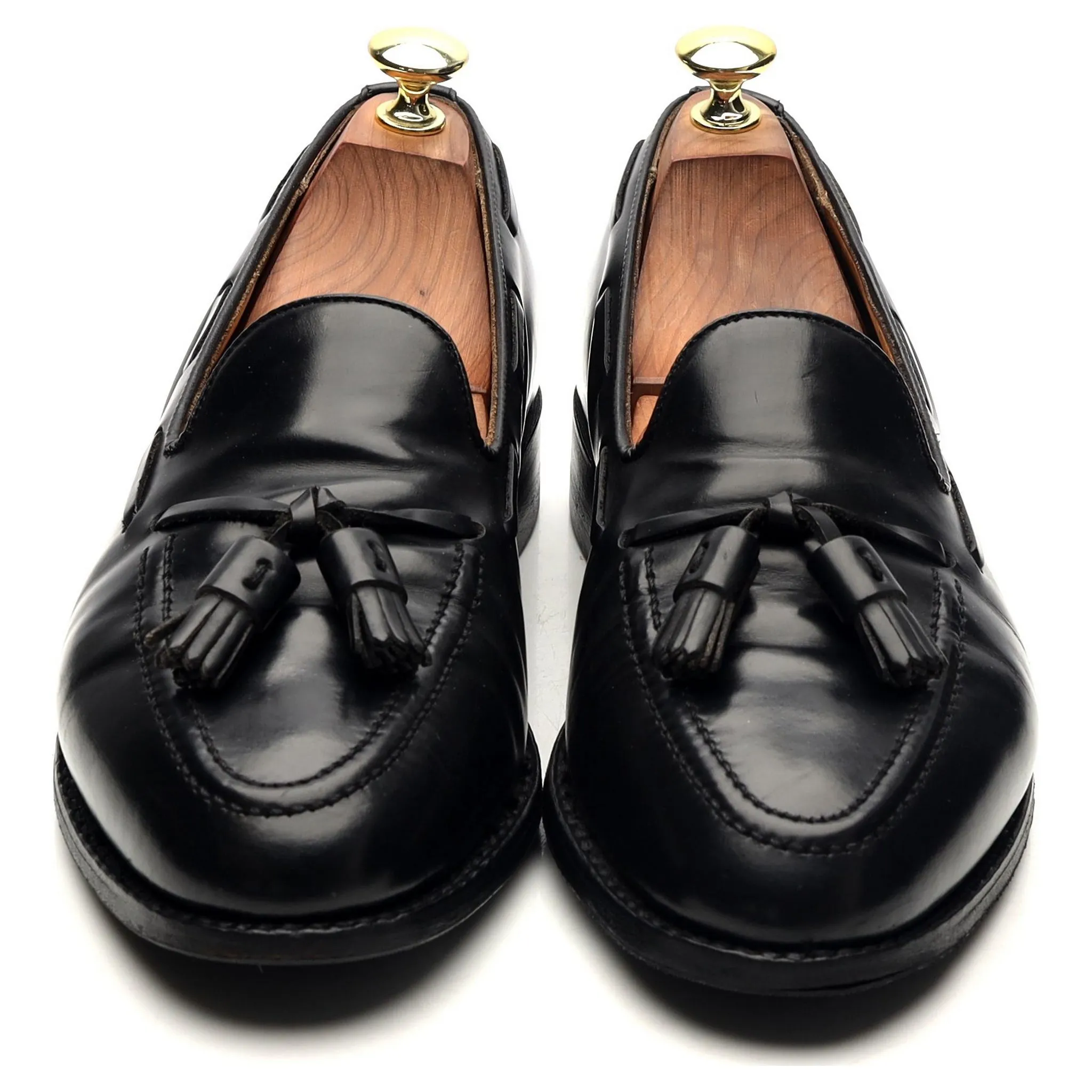 'Windsor' Black Leather Tassel Loafers UK 7.5 EX