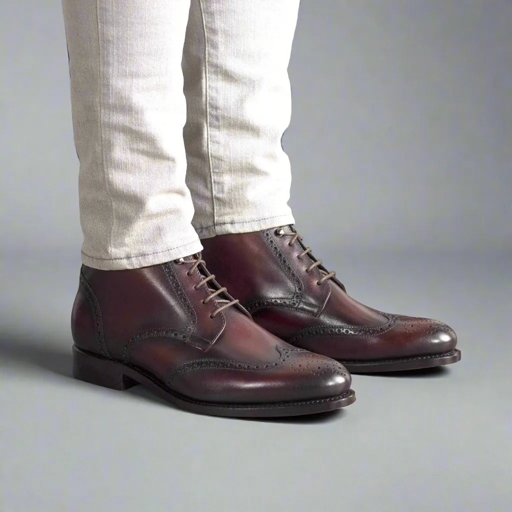 WINGTIP BOOTS BURGUNDY (TRADITIONAL-Z1)