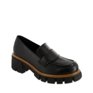 Women's Shoes MIA ROBBIN Platform Loafers MH2523 BLACK TUMBLED NAPPA