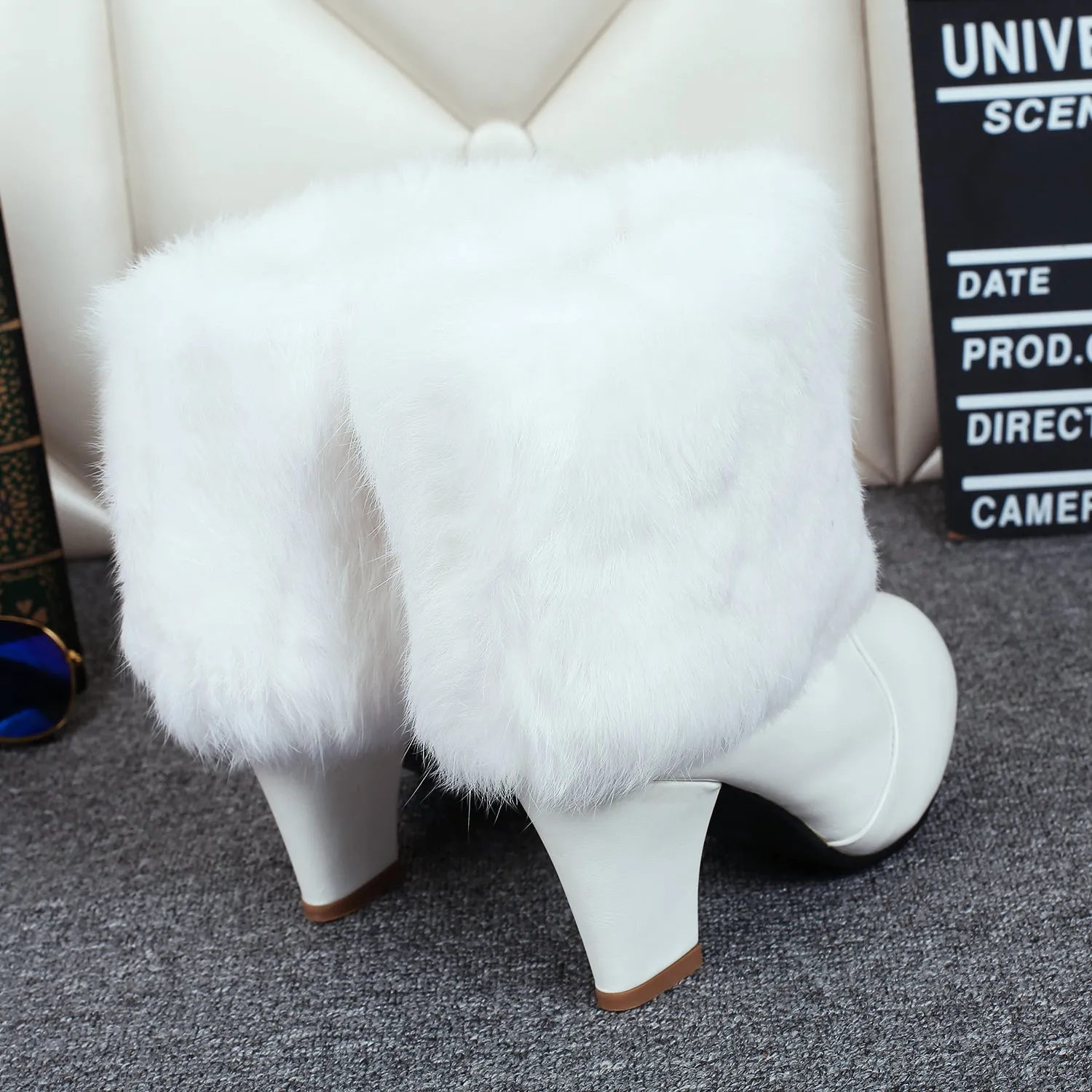 Women's Winter Warm Rabbit Fur Short Boots