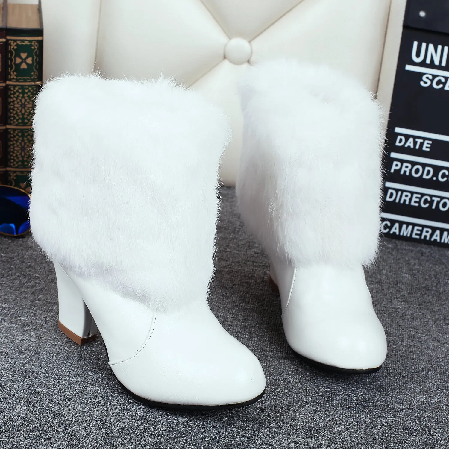 Women's Winter Warm Rabbit Fur Short Boots